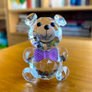 GobekUsa Clear Crystal Teddy Bear Figurines - Glass Animal Paperweight & Home Decor