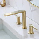 GobekUsa Brushed Gold Brass Widespread Bathroom Faucet 2 Handle Basin Tap