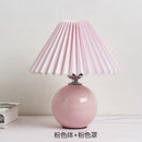 GobekUsa Japanese Ceramic Table Lamps Living Room Pleated Skirt Lampshade Warm Bedroom Lighting