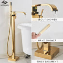 GobekUsa Gold Bathtub Faucet Set Hot Cold Water Shower Mixer Tap Waterfall Floor Stand