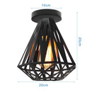 GobekUsa Iron Cage Ceiling Light Modern Nordic Retro Black Loft E27 Home Lighting