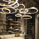 GobekUsa Gold Copper Pendant Lights Nordic LED Hanging Lamp Modern Circle Ring Suspension
