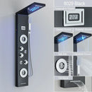 GobekUsa Black LED Waterfall Rain Shower Panel Faucet Set with Massage Jets