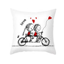 GobekUsa Love Heart Sketch Couple Pillow Cover 45X45CM Peah Skin Print