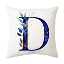 GobekUsa Blue Alphabet Flower Letter Pillowcase for Home Decor