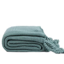 GobekUsa Knit Throw Blanket Ivory Pink Solid Soft Plaid Tassels 50"x62"