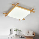 GobekUsa Japanese Wood Ceiling Light Tatami Lamp Flush Mount Living Room Bedroom Square