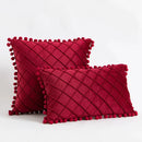 GobekUsa Corduroy Striped Pompom Pillowcase for Bedroom Sofa Living Room