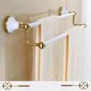 GobekUsa Gold & White Bathroom Accessories Set: Corner Shelf, Paper Holder, Towel Holder, Toilet Brush Holder, Towel Rack