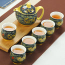 GobekUsa Dragon Teapot Tea Set, Porcelain Kung Fu Teaware for Puer Oolong Ceremony