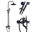 GobekUsa Black Brass Rainfall Shower Mixer Faucet Set with 8" Showerhead and Handshower