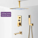 GobekUsa Gold 12" Digital Display Rainfall Shower Faucet with Single Lever Control