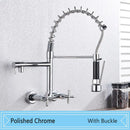 GobekUsa Black Wall-Mounted Kitchen Faucet with Swivel Spout and Dual Handles