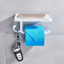 GobekUsa Black Toilet Paper Holder with Phone Rack: Wall-Mounted Aluminum Bathroom Storage
