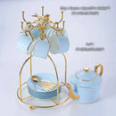 GobekUsa Bone China Coffee Set Tea Luxury Porcelain Set with Teapot and Cups
