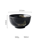 GobekUsa Black Ceramic Sushi Plate and Rice Bowl Set