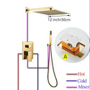 GobekUsa Gold Bath Rain Shower Wall Concealed Faucet Set
