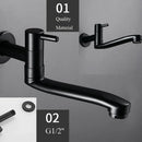 GobekUsa Black Stainless Steel Swivel Kitchen Faucet 360 Degree Rotation Wall Mounted