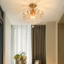 GobekUsa Gold Crystal Round Ceiling Chandelier for Living Room LED Light Fixtures