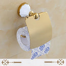 GobekUsa Gold & White Bathroom Accessories Set: Corner Shelf, Paper Holder, Towel Holder, Toilet Brush Holder, Towel Rack
