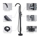 GobekUsa Black Dual Handle Freestanding Bathtub Faucet Set Floor Standing Bath Mixer Tap