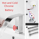 GobekUsa Black Sensor Waterfall Basin Faucet - Automatic Touchless Hot Cold Water Mixer