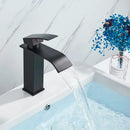 GobekUsa Black Brass Bathroom Waterfall Sink Faucet Hot&Cold Mixer Vanity Tap Deck Mounted