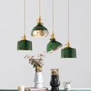 GobekUsa Green Glass LED Chandelier: Minimalist Brass Hanging Lights