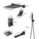 GobekUsa Black Wall Mounted Rainfall Shower System with Tub Spout