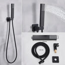 GobekUsa Black Thermostatic Waterfall Rainfall Shower Faucet with Handshower