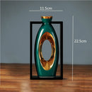 GobekUsa Chinese Style Ceramic Vase in Wooden Frame for Modern Home Decor