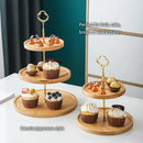 GobekUsa Bamboo Fruit Cake Stand Set Wood Tableware Snack Dessert Candy Plate