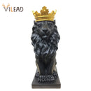 GobekUsa Golden Crown Lion King Statue 17cm Height Nordic Handicraft Home Office Decor