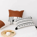GobekUsa Brown Faux Leather Cotton Cushion Cover 45x45cm/35x50cm Modern Design
