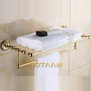 GobekUsa Gold Brass Bathroom Accessories Set: Robe Hook, Paper Holder, Towel Bar, Towel Ring