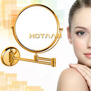 GobekUsa Gold Brass Wall Mounted Double Cosmetic Mirror 8 Inch, 1:1 and 1:3 Magnification