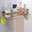 GobekUsa Gold Brass Bathroom Shelf with Towel Hanger, Shampoo Holder, and Basket