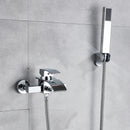 GobekUsa Black Wall Mount Bathtub Shower Faucet with Waterfall Spout