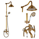 GobekUsa Antique Brass Shower Faucet Set with Handheld Shower- 8" Rainfall Head