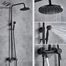 GobekUsa Black Bronze Bathroom Shower Set with 8" Rainfall Head - Wall Mounted