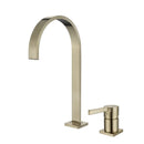 GobekUsa Brushed Gold Basin Faucet: 360 Rotating Two Hole Widespread Bathroom Sink Tap