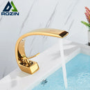 GobekUsa Gold Basin Faucet: Deck Mount Black Chrome Mixer for Bathroom Washbasin