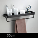 GobekUsa Black Aluminum Bathroom Shower Shelf with Hook Bar and Shampoo Holder