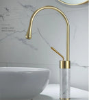 GobekUsa Gold Brass Marble Basin Faucet Hot Cold Sink Mixer Tap