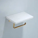 GobekUsa Brass Marble Toilet Paper Holder Nordic Brushed Gold Bathroom Tissue Shelf