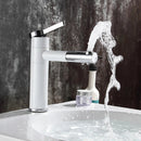 GobekUsa Brass Bathroom Faucet Vessel Sink Mixer - Swivel Spout Deck Mounted Vanity Tap - White/Black Color
