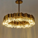 GobekUsa Golden Stainless Steel Crystal Chandelier for Elegant Foyer Lighting