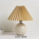 GobekUsa Japanese Ceramic Table Lamps Living Room Pleated Skirt Lampshade Warm Bedroom Lighting