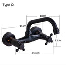 GobekUsa Antique Brass Dual Handle Wall Mount Kitchen Faucet