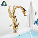 GobekUsa Golden Swan Basin Faucet: Solid Brass, Deck Mount, Dual Handle Mixer Tap